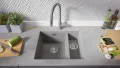 Гранитна Мивка за Вграждане под Плот Лондон 60 Duo 550 x 450  сива, снимка 1