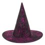Вещерска шапка за Хелуин Черни лилави блестящи мрежи, снимка 1 - Други - 42670511