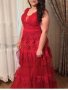 Дамска официална червена рокля с камъни, снимка 1 - Рокли - 41159410