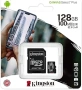 Чисто нови запечатани! Оригинална Карта Памет Kingston 128GB MicroSD – 100MB/s, Клас 10 + Адаптер .., снимка 1