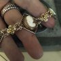 ГЕМЕ КАМЕЯ Антикварна сребърна позлатена  гривна НАМАЛЕНА  , снимка 11