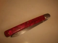 Българско Соц ножче ножка джобно туристическо 18,5 см с дръжка от червен каталин, снимка 12