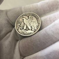 Сребърна монета САЩ ½ долар, 1943 Walking Liberty Half Dollar Маркировка на монетния двор "D" - Денв, снимка 11 - Нумизматика и бонистика - 41402713