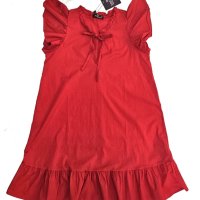 Червена памучна клоширана къса рокля Tantra - M/L, снимка 3 - Рокли - 42020132