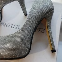 елегантни сребърни дамски летни обувки 38 номер, снимка 2 - Дамски обувки на ток - 41834515