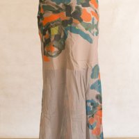 Памучна дълга пола в сиво с флорален принт Bliss by Violeta - M, снимка 3 - Поли - 42593867