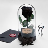 Подарък за Рожден ден / Естествена Черна Роза в Стъкленица / Нестандартен Подарък за Жена, снимка 1 - Други - 38771449