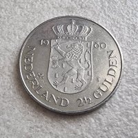 Монета. Холандия. Нидерландия.  2 и 1/2  гдена. Два и половина гулдена. 1960 година., снимка 1 - Нумизматика и бонистика - 41472064