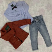 Комплект от сако, риза с папийонка и дънки, снимка 4 - Детски комплекти - 41291588