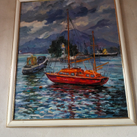 Маслена картина "Лодки", снимка 3 - Картини - 44708121