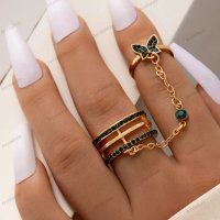Дамски модни бижута, пръстени с верижка, 8модела - 023, снимка 4 - Пръстени - 41041286