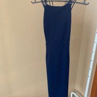 Дамска синя рокля с интересен гръб М размер, снимка 1 - Рокли - 41424332