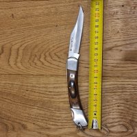 Немски сгъваем джобен нож острие 10 см Husqvarna кожен калъф, снимка 1 - Ножове - 44313073