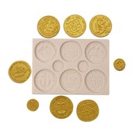 Силиконов молд 8 монети , декорация на торта , фондан , шоколад подарък за нумизмати златна монета, снимка 3 - Форми - 41748256