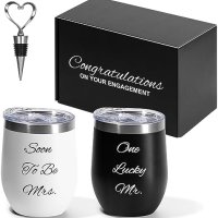 Нов Годежен подарък за двойки Подаръчен комплект чаши сватба годеж, снимка 1 - Подаръци за сватба - 41900324