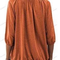 Едноцветна свободна дамска тениска с кръгло деколте и 3/4 ръкави, 8цвята , снимка 8 - Тениски - 44527835