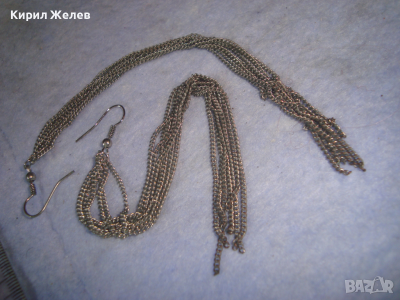 ВИНТИДЖ СРЕБРИСТИ ОБЕЦИ - ВЕРИЖКИ НЕЖНИ НЕРЪЖДАЕМИ ХЕНД-МЕЙД 4317, снимка 1