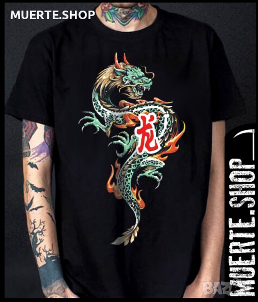 Черна тениска с щампа CHINESE DRAGON, снимка 1