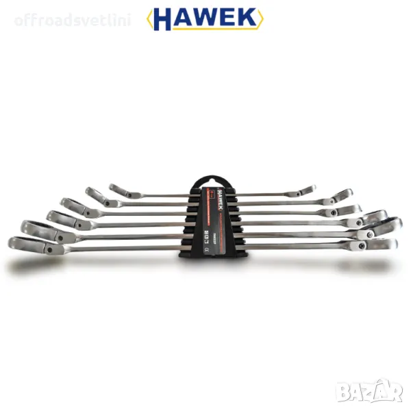 Комплект Удължени подвижни  ключове звезди с тресчотка 8-19мм HAWEK, снимка 1
