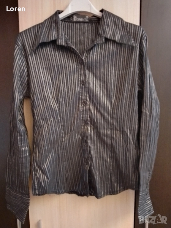 *Poriento*Дамска риза черна със сребристи раета, снимка 1