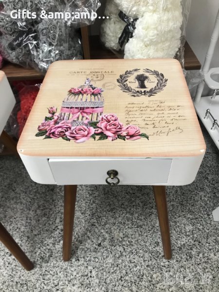 Помощна масичка с чекмедже - дървена, снимка 1