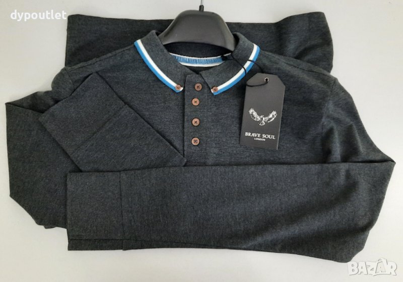 Мъжка памучна блуза с яка и цепка с копчета BRAVE SOUL ,размери -M, L, XL и XXL.     , снимка 1