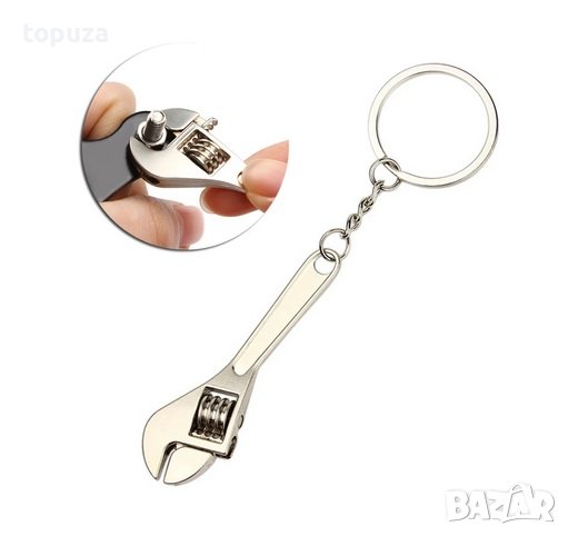 Метален хромиран ключодържател "френски ключ", снимка 1