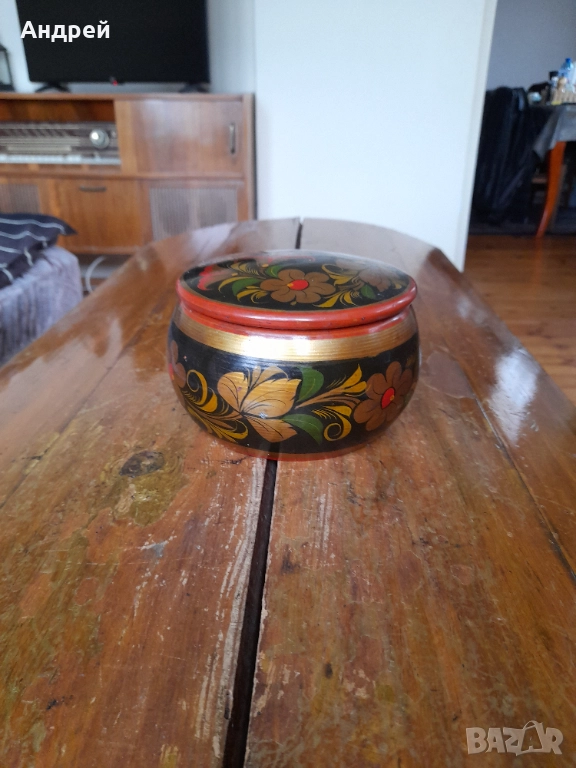 Стара дървена кутия,хохлома #14, снимка 1