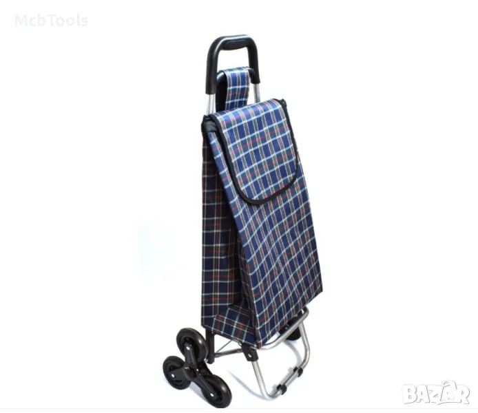 Сгъваема пазарска количка за стълби с 2 х 3 колелца, капацитет 60L, снимка 1