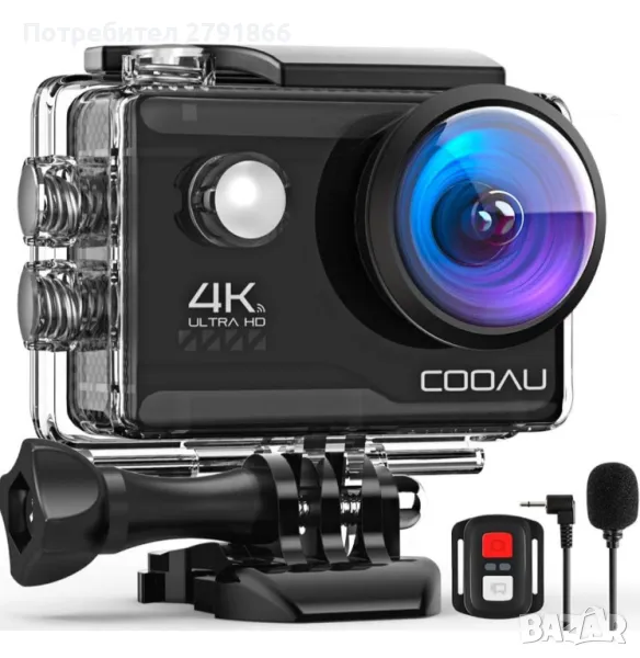 COOAU 4K20MP WiFi екшън камера външен микрофон дистанционно подводна, снимка 1