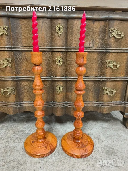 Два дървени свещници , снимка 1