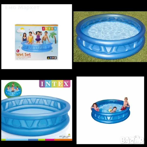Кръгъл надуваем басейн с 3 въздушни камери, уникална конструкция, снимка 1