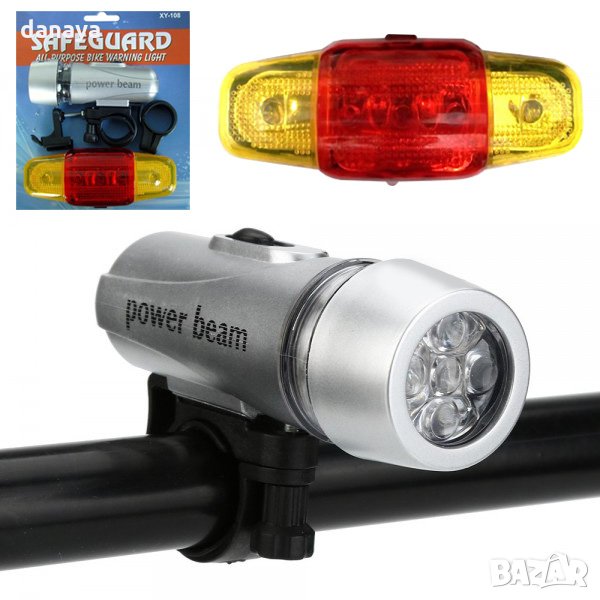 2436 Универсален комплект LED светлини за велосипед фар и стоп за колело, снимка 1