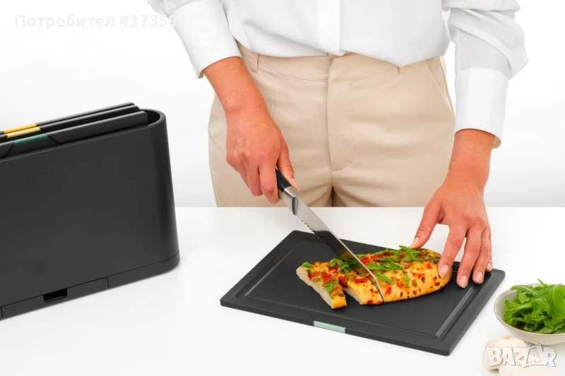 Комплект дъски за рязане с поставка Brabantia Tasty+ Dark Grey 4 броя, снимка 1