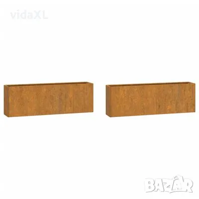 vidaXL Стенни кашпи, 2 бр, ръждиво, кортенова стомана, 53x10x17 см(SKU:823686), снимка 1