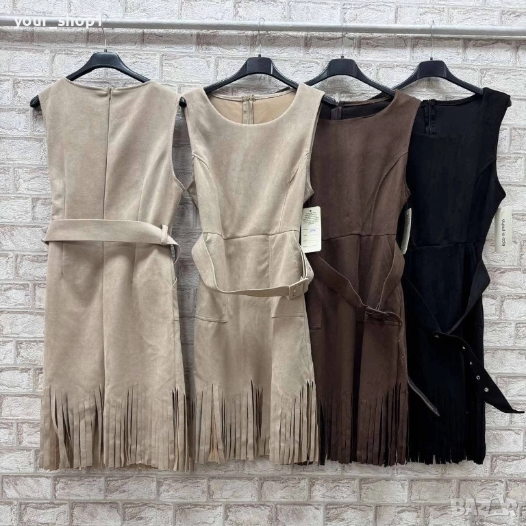 Елегантна къса рокля велурена велур , снимка 1