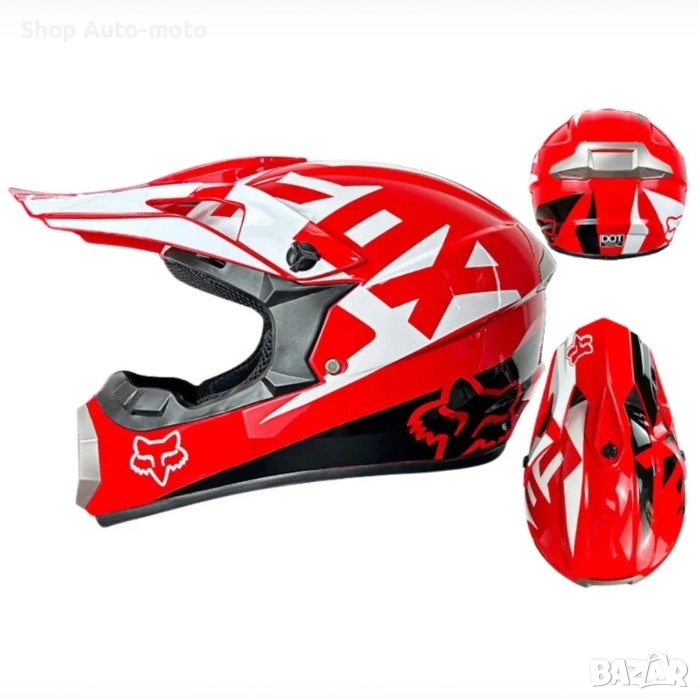 Кросова каска Automat, За мотор, Атв, Вело, S и M размер, Червен-бял, снимка 1