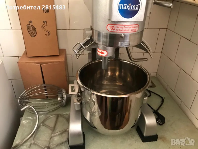 Планетарен миксер 10 л - 3 скорости 110, 178 и 390 об/мн за разбиване, смесване и месене, снимка 1