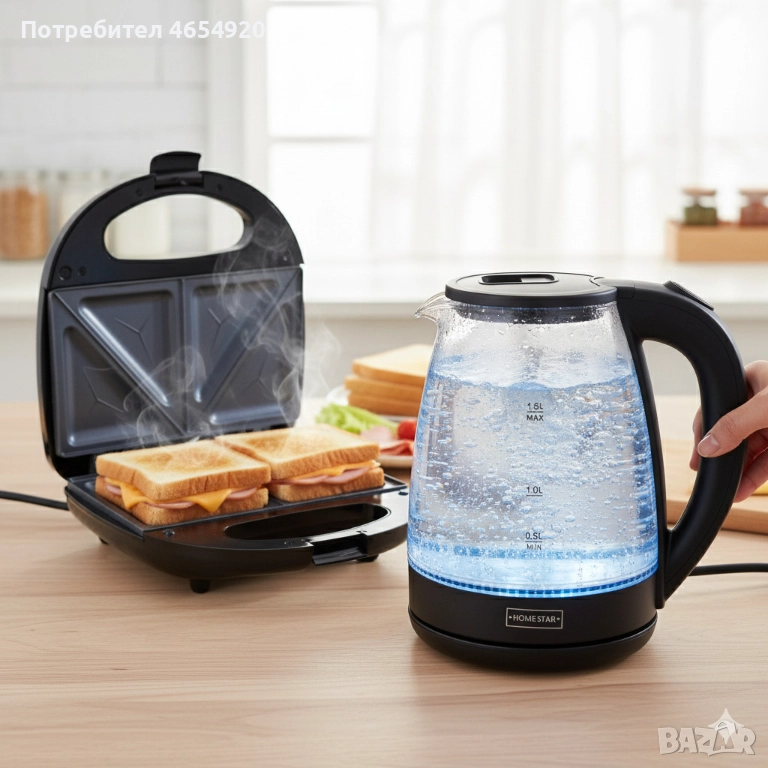 Комплект Тостер Royal Swiss SLS1057C + Електрическа кана Homestar – Ексклузивна промоция, снимка 1