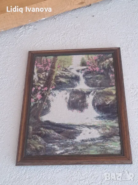Диамантен гоблен-водопад,готов и рамкиран, снимка 1