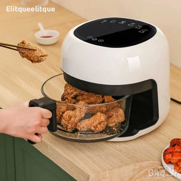 Интелигентен въздушен фритюрник 6 литра с прозрачен визуален прозорец – Здравословно готвене , снимка 1