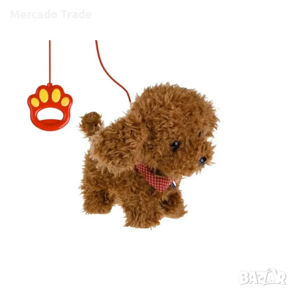 Механично куче Mercado Trade, Пудел, С движение, звук и дистанционно, Кафяв, снимка 1