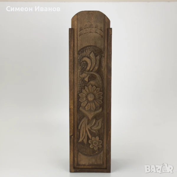 Стара дървена дърво резбована кутия за вино #5973, снимка 1