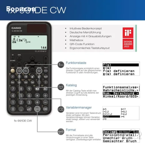 Научен калкулатор Casio fx-991DE CW ClassWiz, снимка 5 - Ученически пособия, канцеларски материали - 56160286