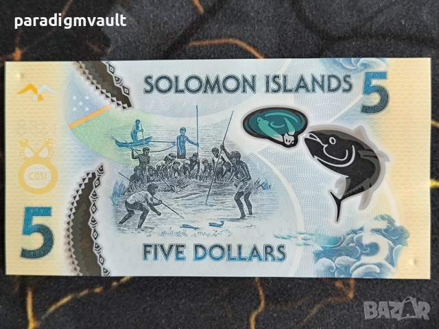 Банкнота - Соломонови острови - 5 долара UNC | 2019г., снимка 2 - Нумизматика и бонистика - 53837144