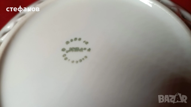 Десертни порцеланови чинийки на Изида, рязан порцелан, 6 бр, снимка 3 - Чинии - 52146721