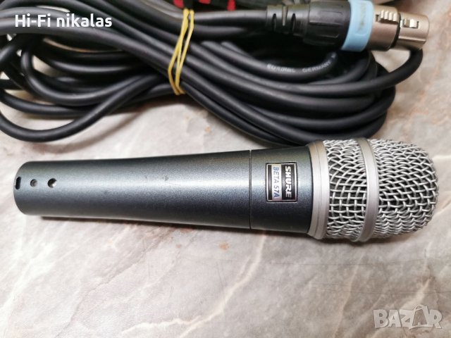 Жичен микрофон Shure Beta 57A + кабел и кожена чантичка, снимка 2 - Микрофони - 40574394