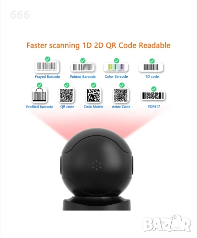 USB скенер за баркодове със свободни ръце, снимка 7 - Друга електроника - 52694582