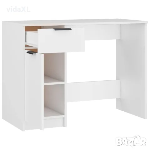 vidaXL Бюро, бяло, 100x50x75 см, инженерно дърво, снимка 6 - Бюра - 56147938