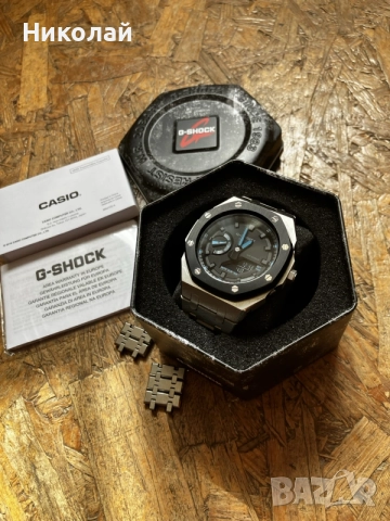 Casio G-Shock GA 2100 1A2ER метален Casioak AP mod АП мод часовник касио г шок Га 2100, снимка 4 - Мъжки - 56132067